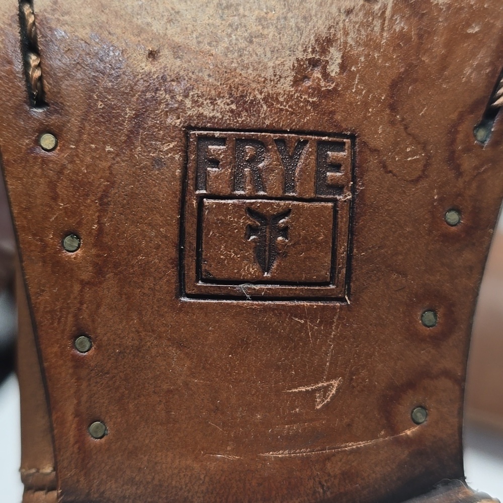 {Frye} Melissa Button Riding Tall Cognac Brown Leather - Size 6B - Picture 15 of 15